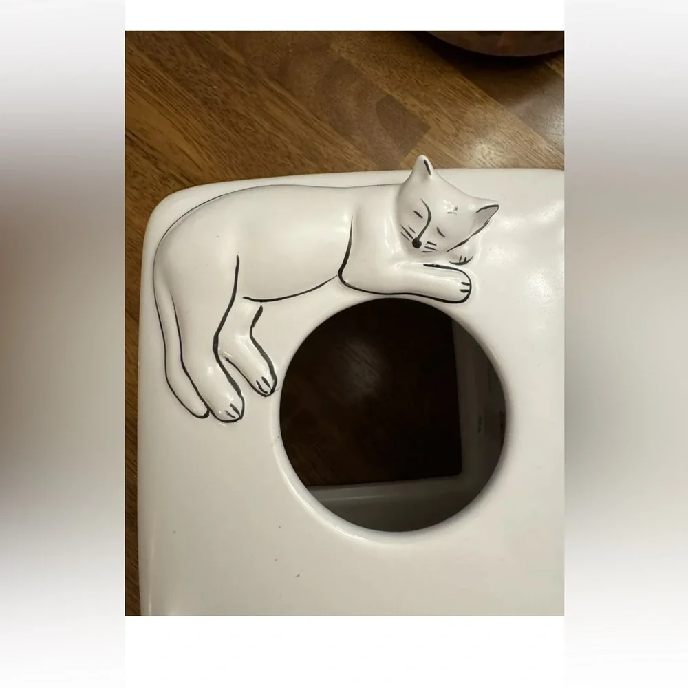 Ceramic tissue box cover white cat KITTIES Soap Dish Set Minimalist